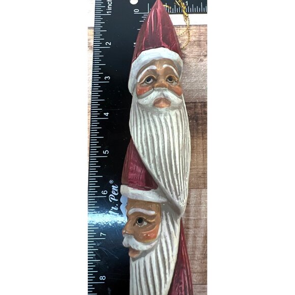 Hand-Carved Wooden Santa Claus Ornament - Picture 2 of 4